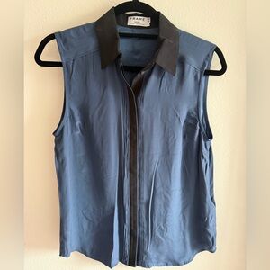 Frame Denim Navy and Black Silk Blouse, new without tag